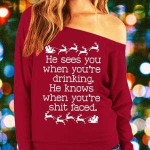 🌻Sold🌻 Adult Funny Christmas Holiday Santa Long Sleeve Small Shirt Top